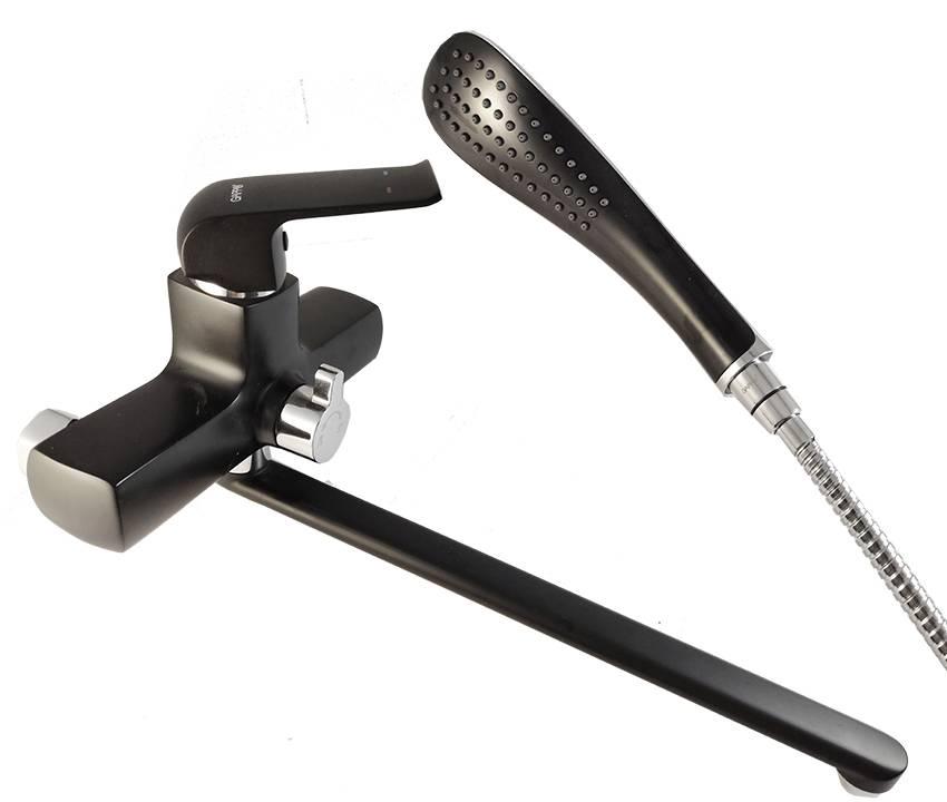 Смеситель для ванны Gappo Aventador G2250 длинный гусак Черный (34476)