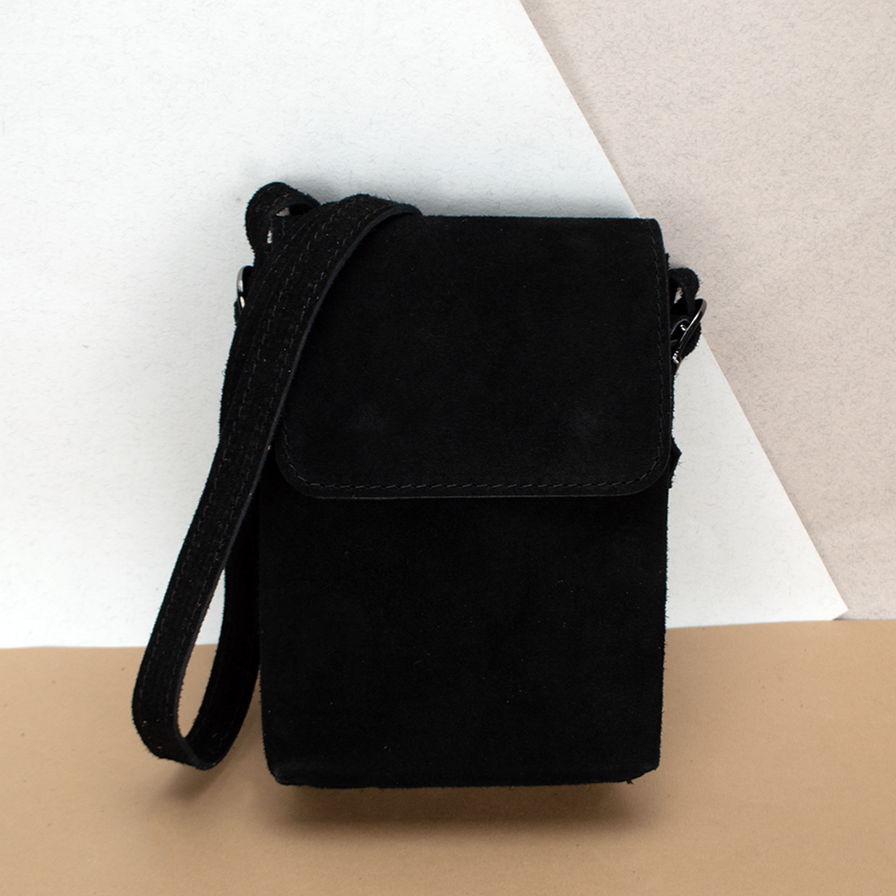 Сумка для телефону жіноча Virginia Conti 03804 замшева Чорний (2401848045) - фото 2