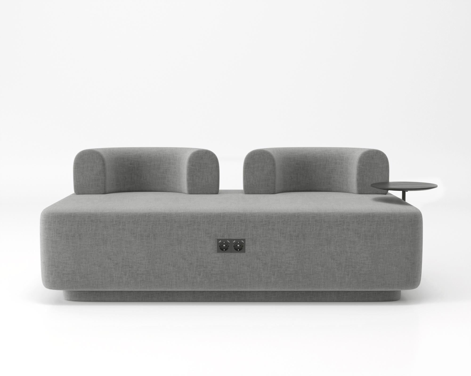 Диван модульный Plump со столиком и зарядкой USB 160x80x65 см Серый (0028)