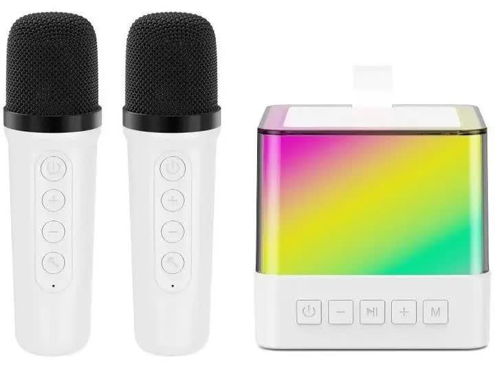 Портативна Bluetooth-колонка K18W з подвійним мікрофоном та RGB-підсвічуванням Білий (28711073)