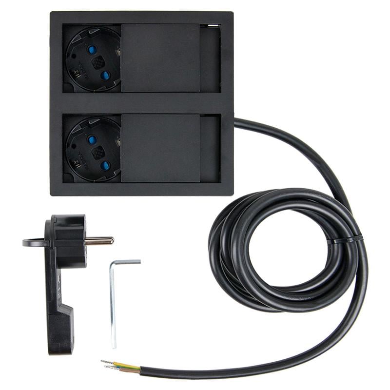 Блок розеточный двойной VersaHIT 2 розетки 110-220В 16A IP54 Черный мат (86222) - фото 4