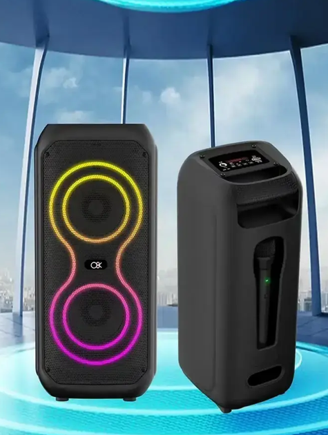 Портативна колонка Q8K Bluetooth 40 Вт з акумулятором/мікрофоном/караоке/світломузикою (ML-05324) - фото 2 Портативна колонка Q8K Bluetooth 40 Вт з акумулятором/мікрофоном/караоке/світломузикою (ML-05324) - фото 2