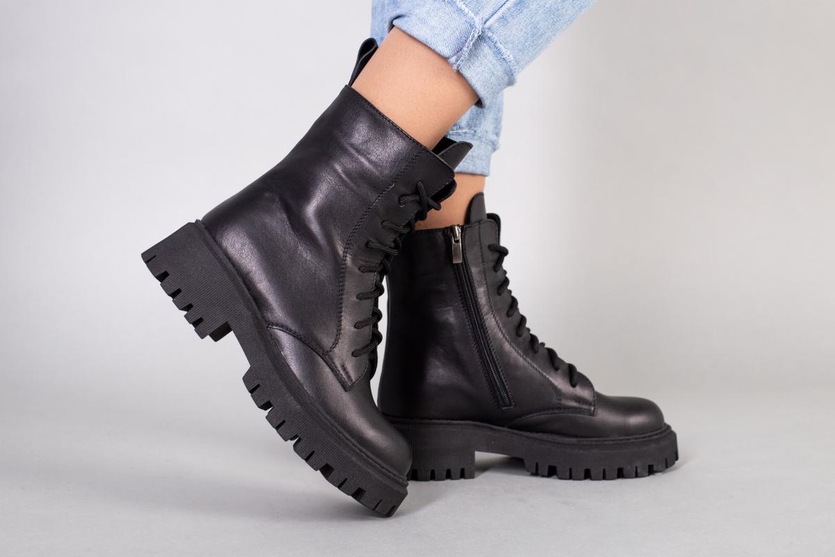 Ботинки женские кожаные на меху р. 39 Черный (5586-2з/39)