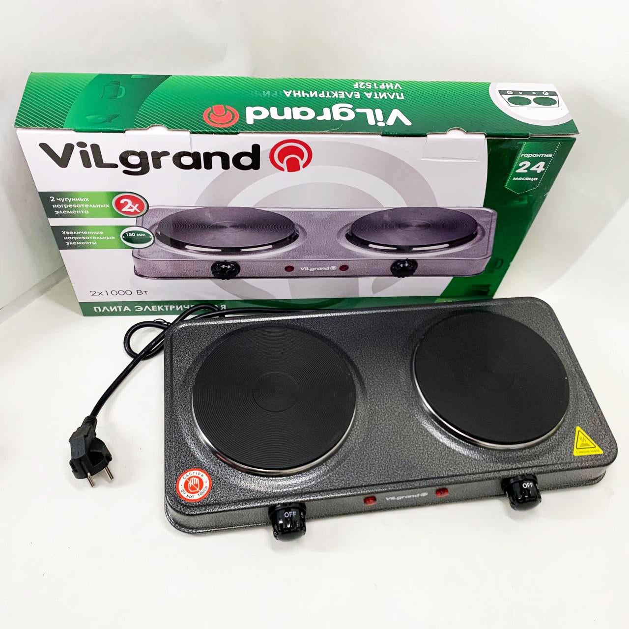 Настільна плита електрична ViLgrand VHP152F Сірий (13352443)