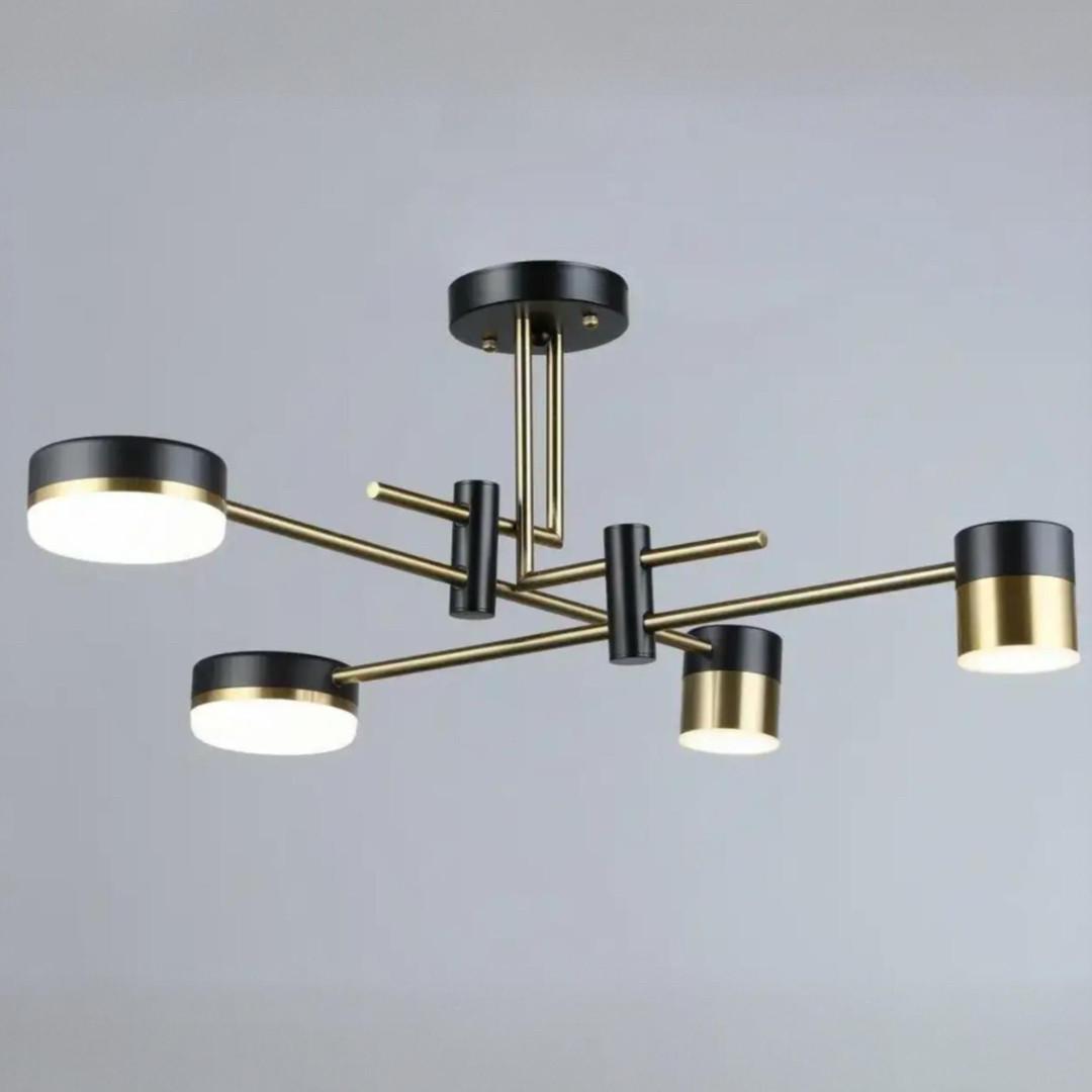 Люстра светодиодная Sirius на четыре плафона 60W 3000-6500К Черный/медь (B YH1126/4 BK+COP)