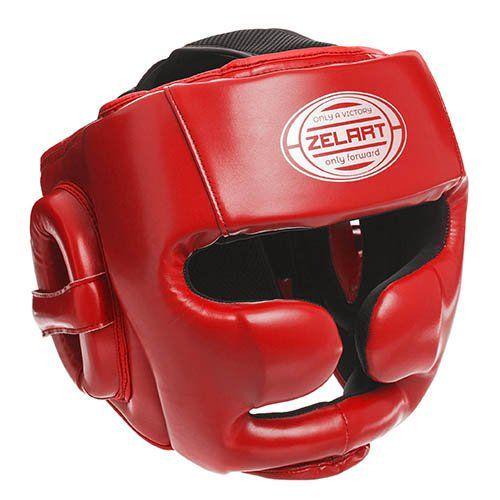 Шлем боксерский Zelart BO-1367 с полной защитой M Красный/Серебряный (37363091)