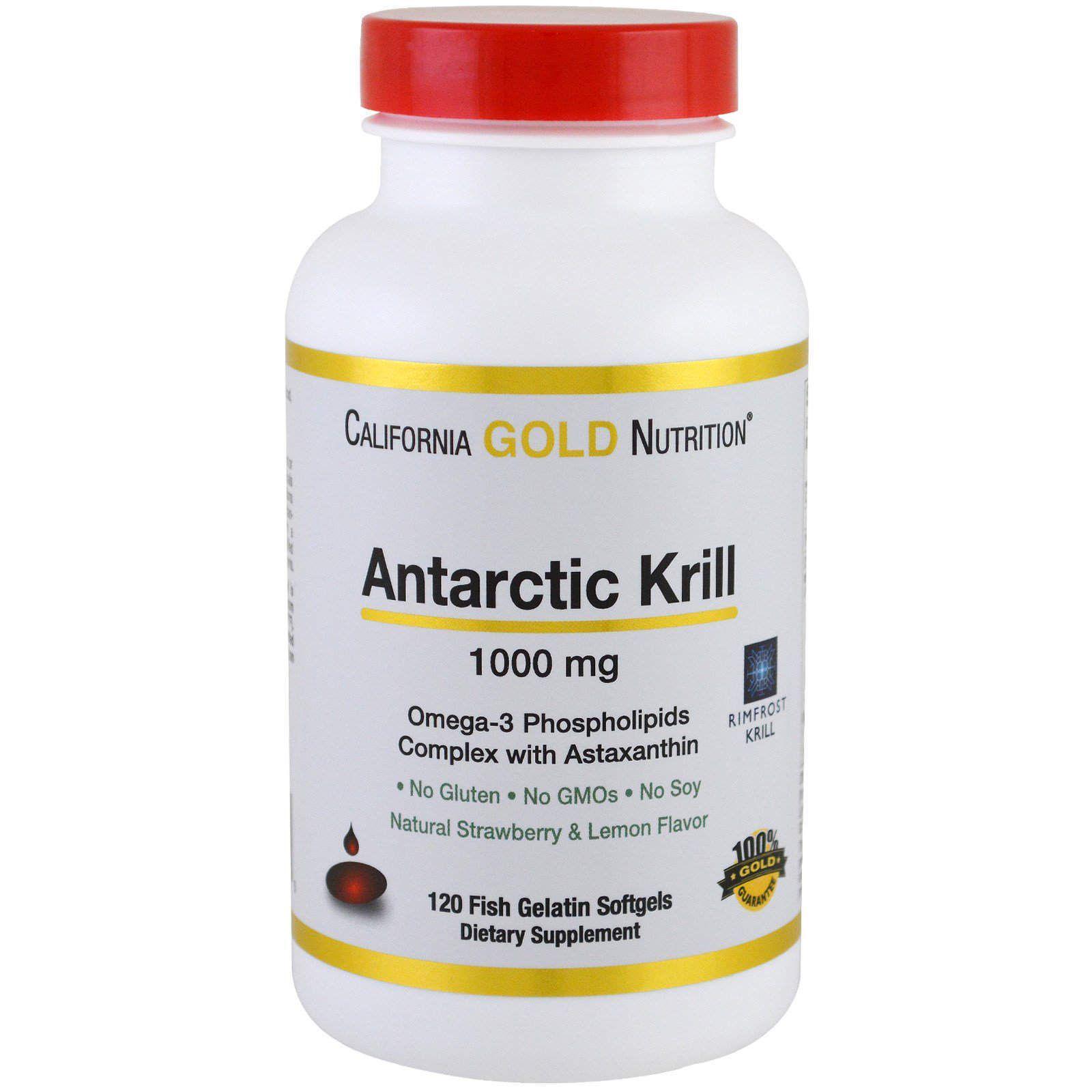 Жир арктичного криля з астаксантином Antarctic Krill Oil with Astaxanthin Strawberry & Lemon 1000 mg 120 Softgels