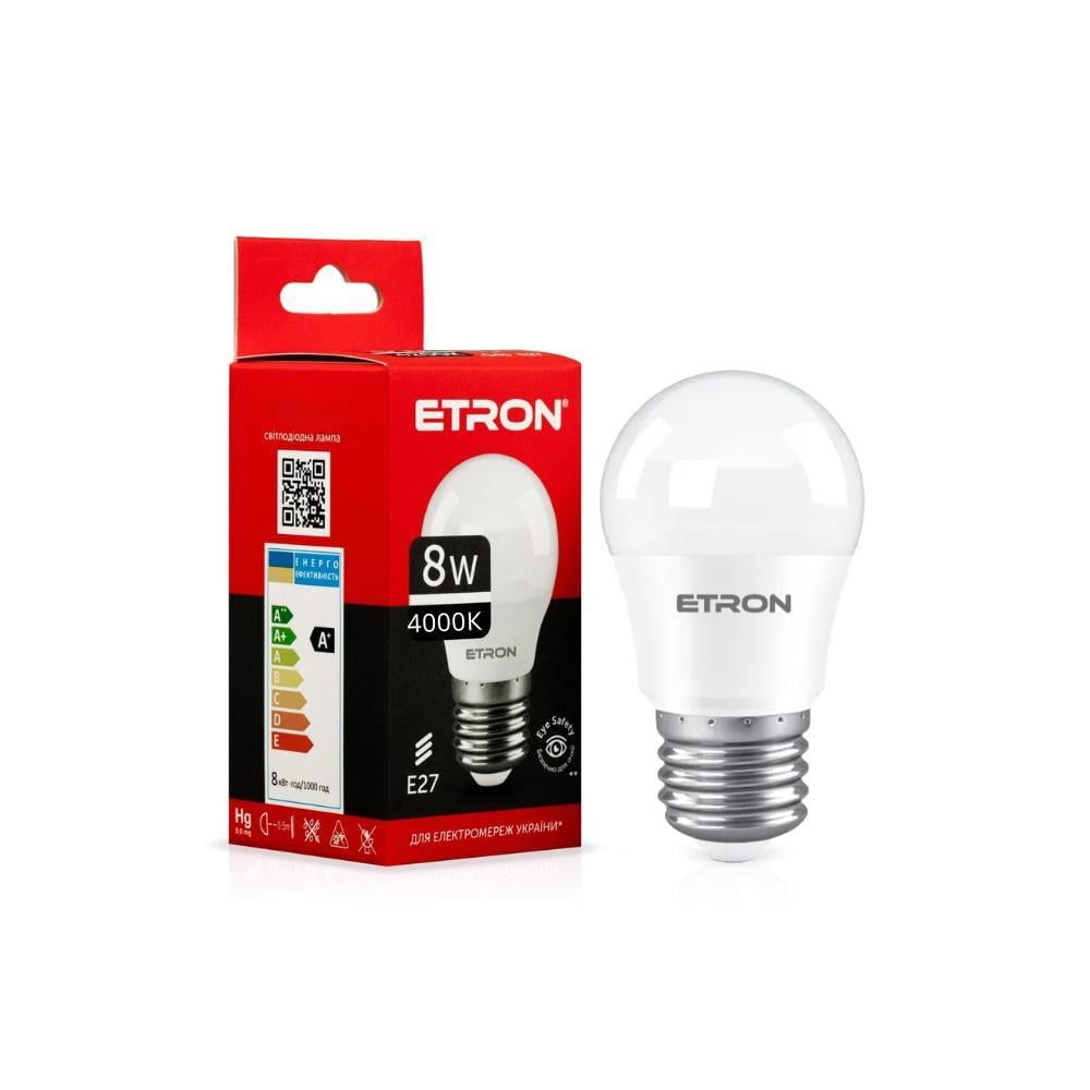 Лампа LED ETRON 8W G45 4000K E27 Light