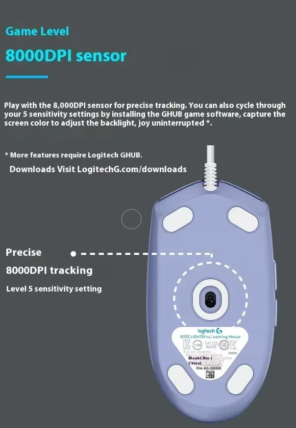 Мишка комп'ютерна Logitech G102 Lightsync Blue - фото 6