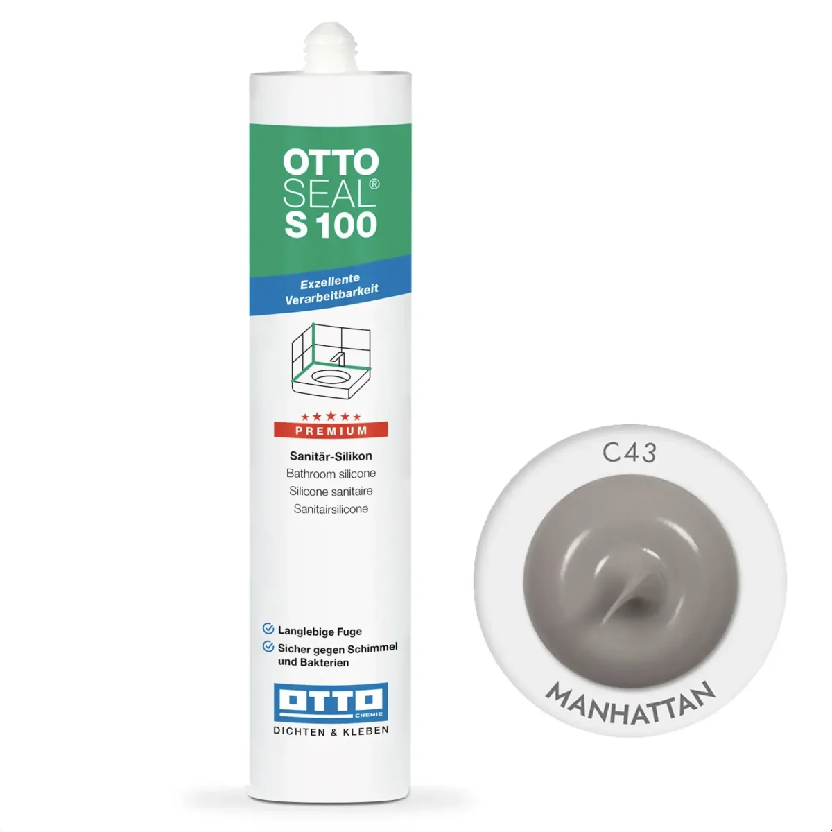 Силіконовий герметик OTTOSEAL S100 300 мм C43 Manhattan (S100C43)