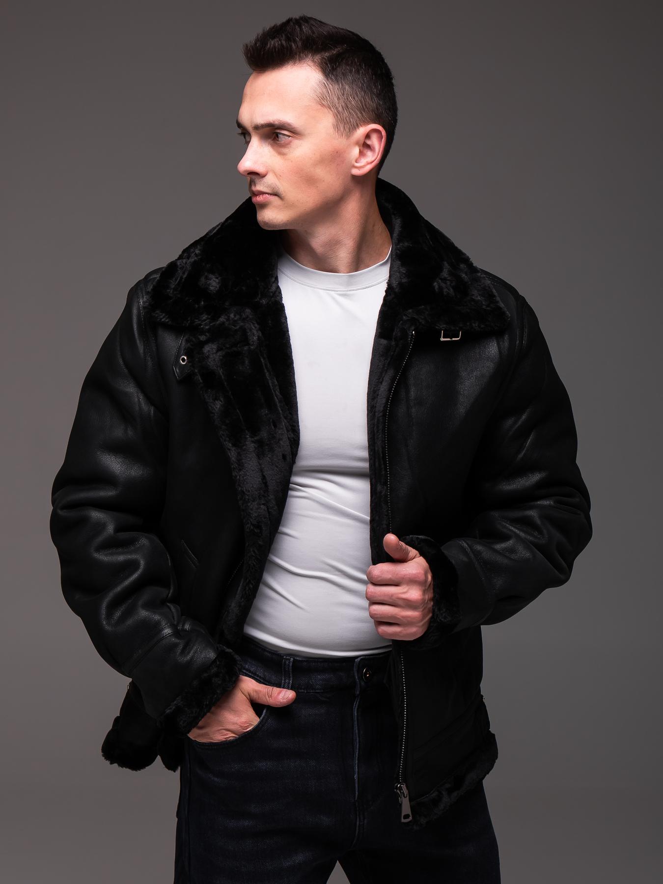 Куртка мужская зимняя на меху/эко кожа до -10°C M Черный (2426/1/2) - фото 9 Куртка мужская зимняя на меху/эко кожа до -10°C M Черный (2426/1/2) - фото 9