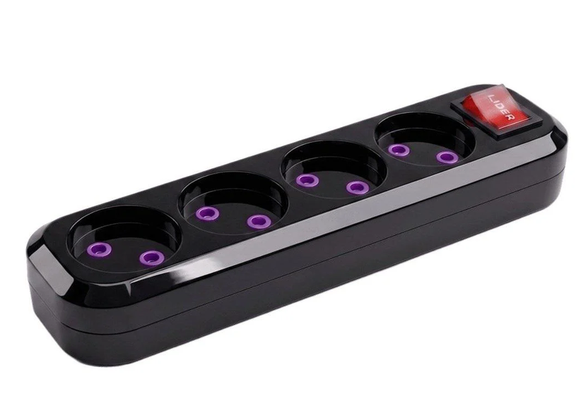 Розетка переносная с кнопкой LIDER PROXIMA LRP16-450 Black