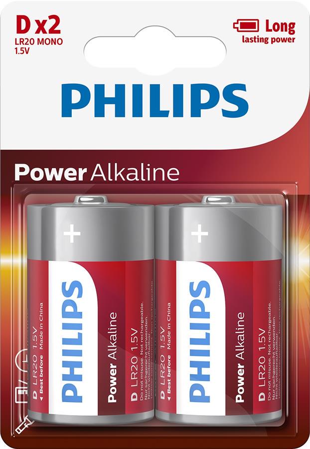 Батарейки Philips Power Alkaline DLR20 2 шт. (LR20P2B/10)