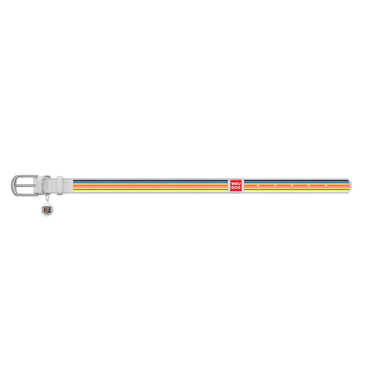 Ошейник Waudog Design Линии 2 металлическая пряжка 20 мм x 30-39 см Белый