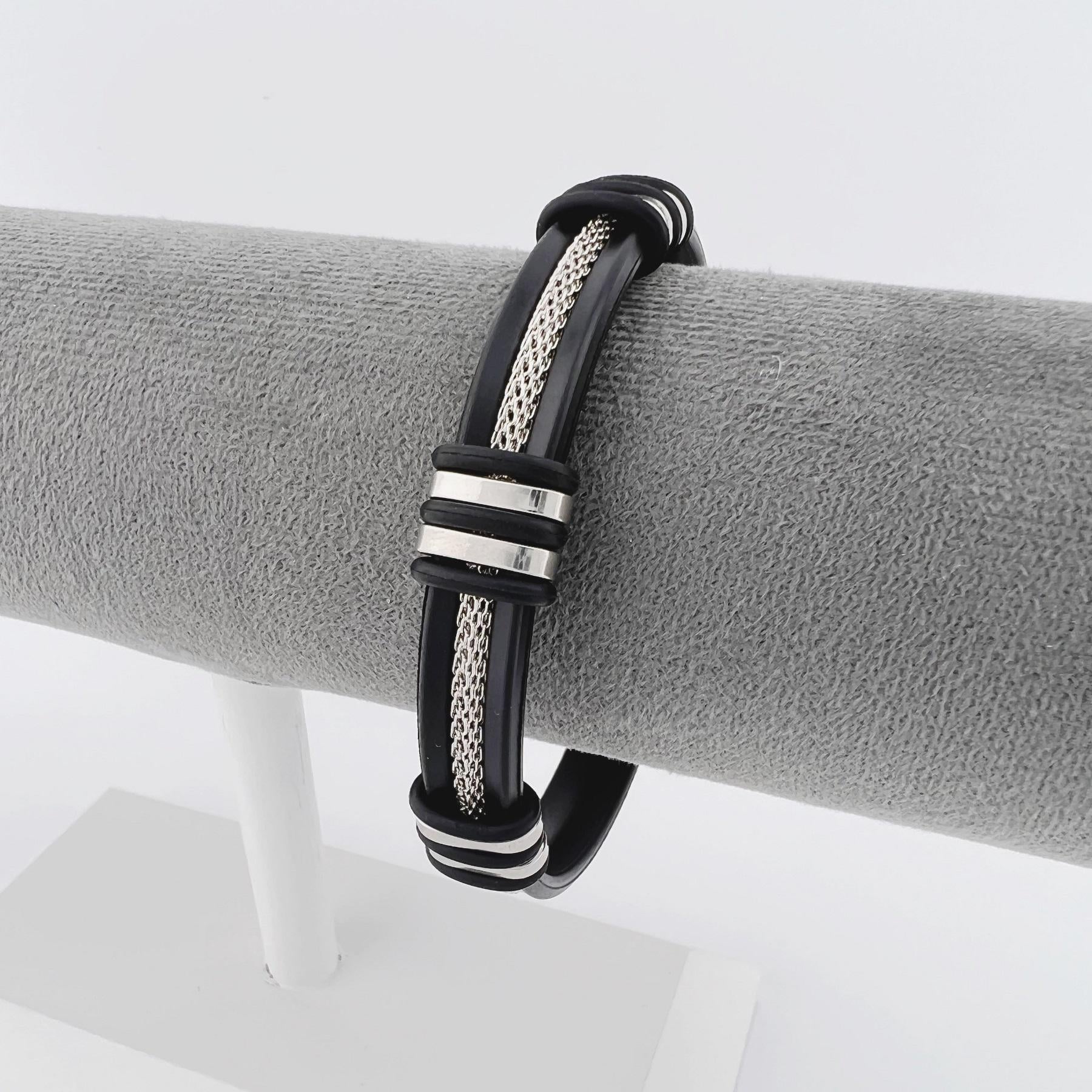 Браслет из медицинской стали на силиконовом ремешке 20 см (BSS-031)