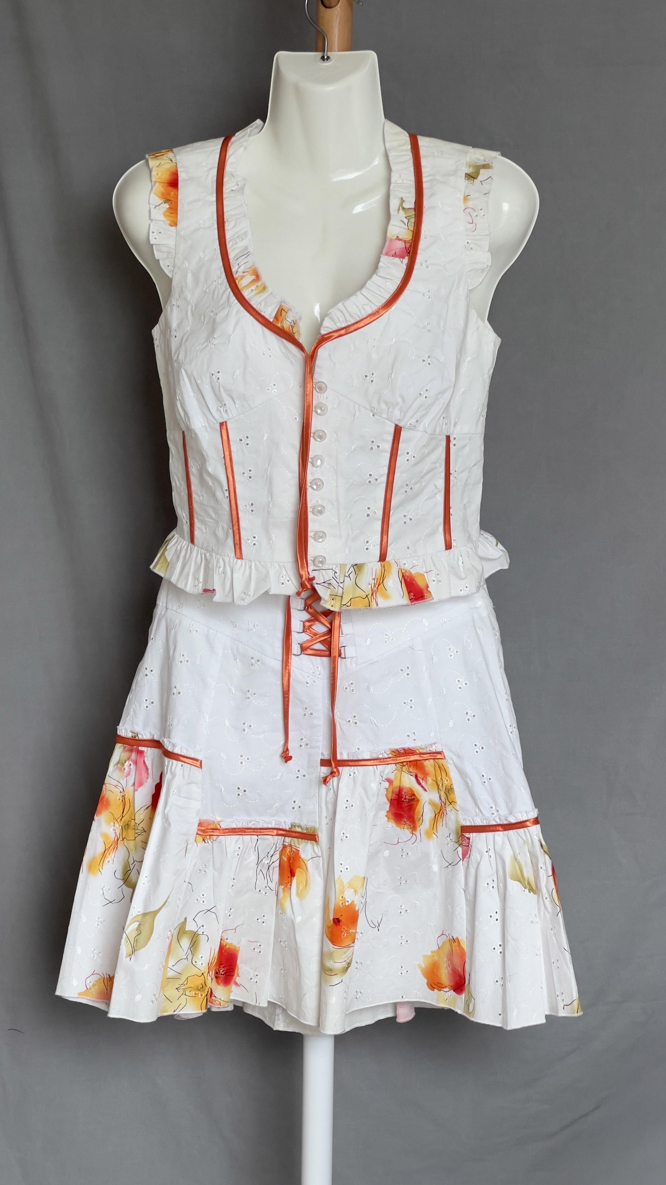 Костюм зі спідницею Ellegant з візерунками XXS Білий (4240640)