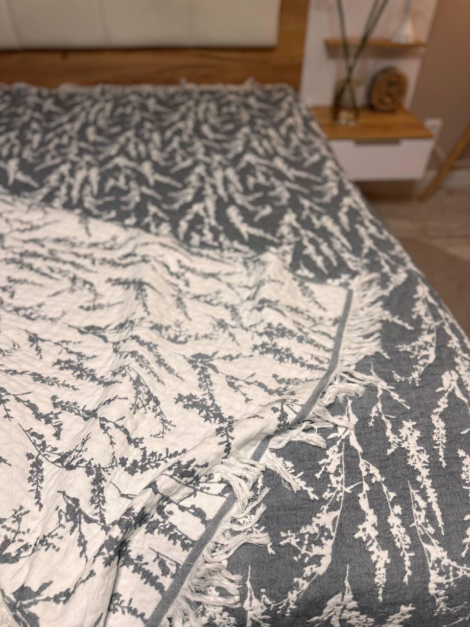 Плед хлопчатобумажный евро 200х230 см Графитовый (Д-muslin-2025-004-03) - фото 2 Плед хлопчатобумажный евро 200х230 см Графитовый (Д-muslin-2025-004-03) - фото 2