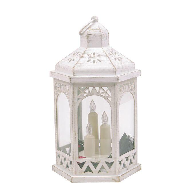 Подсвечник-фонарь LED Flora с 3-мя свечами Белый с золотом (27755)