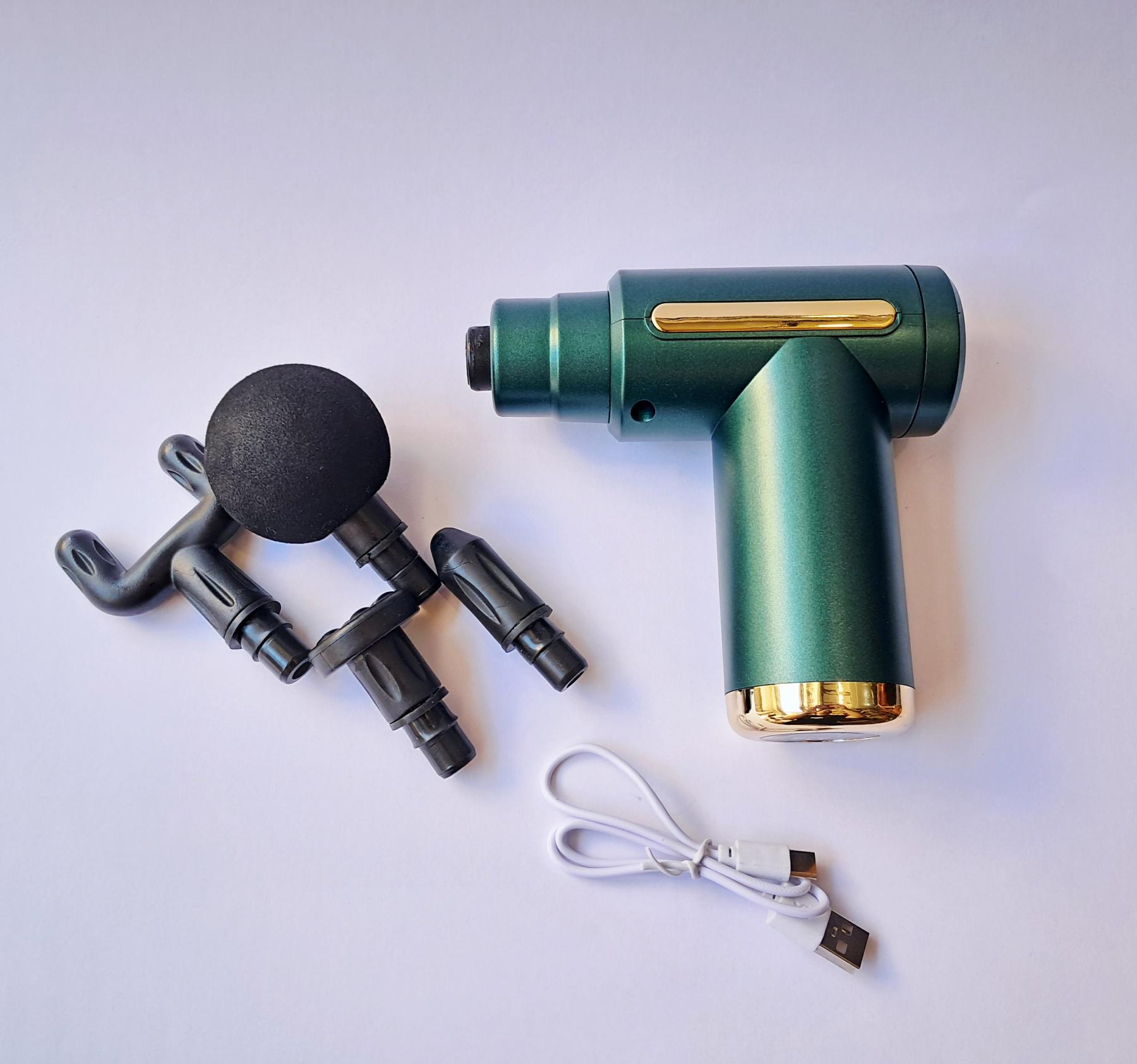 Масажер ручний Fascial Gun для тіла акумуляторний 4 насадки Зелений (YR-44) - фото 4 Масажер ручний Fascial Gun для тіла акумуляторний 4 насадки Зелений (YR-44) - фото 4