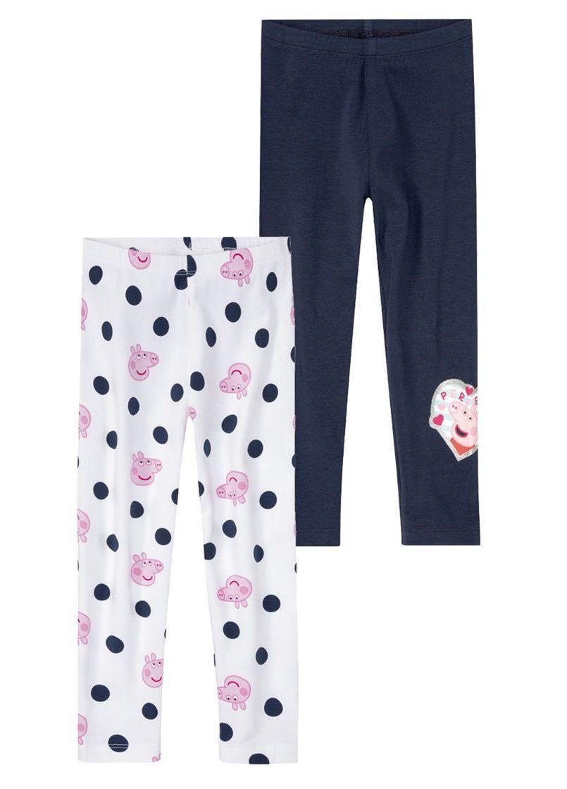 Набір дитячих лосин для дівчинки Peppa Pig 122-128 см 2 шт. Білий/Темно-синій (26022129C)