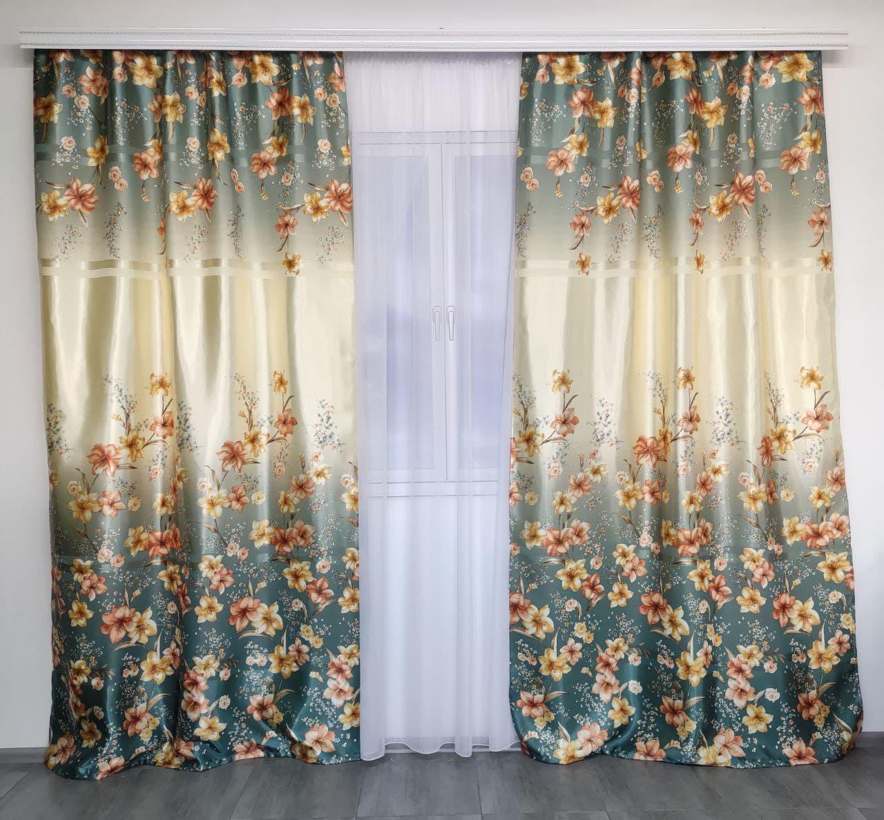 Штори ALBO з квітковим принтом 150x270 см 2 шт. Бірюзовий (SH-M650-4) - фото 7 Штори ALBO з квітковим принтом 150x270 см 2 шт. Бірюзовий (SH-M650-4) - фото 7