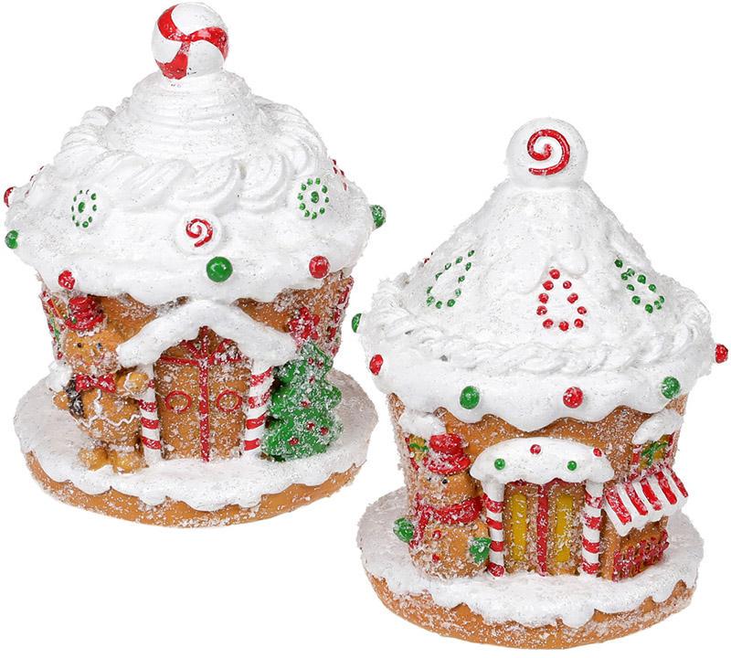 Набор декоративных фигурок Пряничные домики 2 шт. 13,5 см Набор декоративных фигурок Пряничные домики 2 шт. 13,5 см