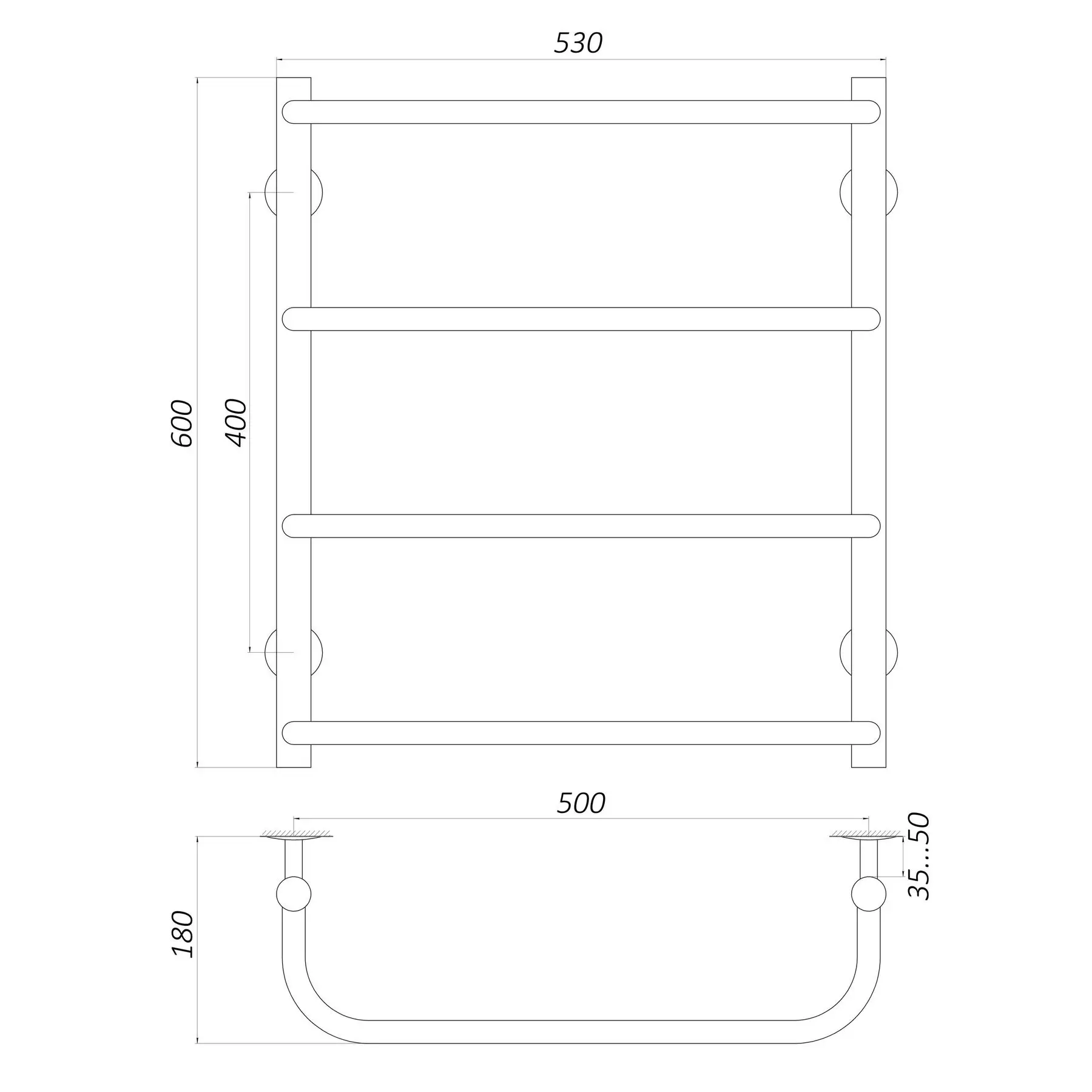 Рушникосушарка водяна UNIO LS W 600-500-4 драбинка скоба (GSR-000020879) - фото 4