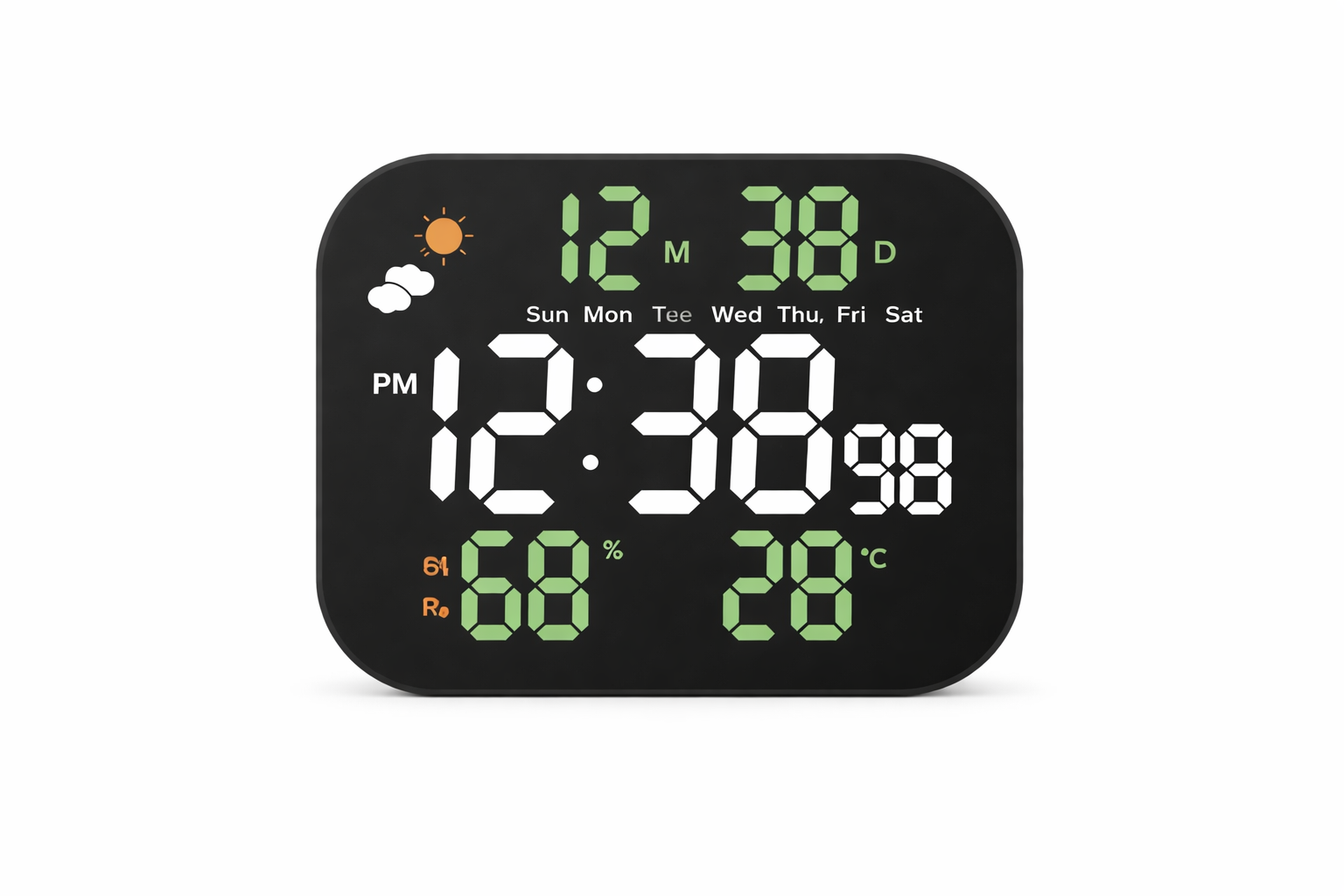 LED-часы настольные электронные DS-3828L с будильником/температурой/гигрометром/цифровым дисплеем (33332103)