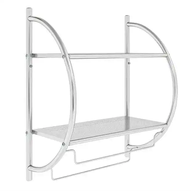 Полка настенная для ванной комнаты с держателем для полотенец (4788)