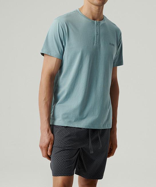 Піжама чоловіча Atlantic NMP-386 футболка/шорти XXL Блакитний/Графітовий (2602688966)