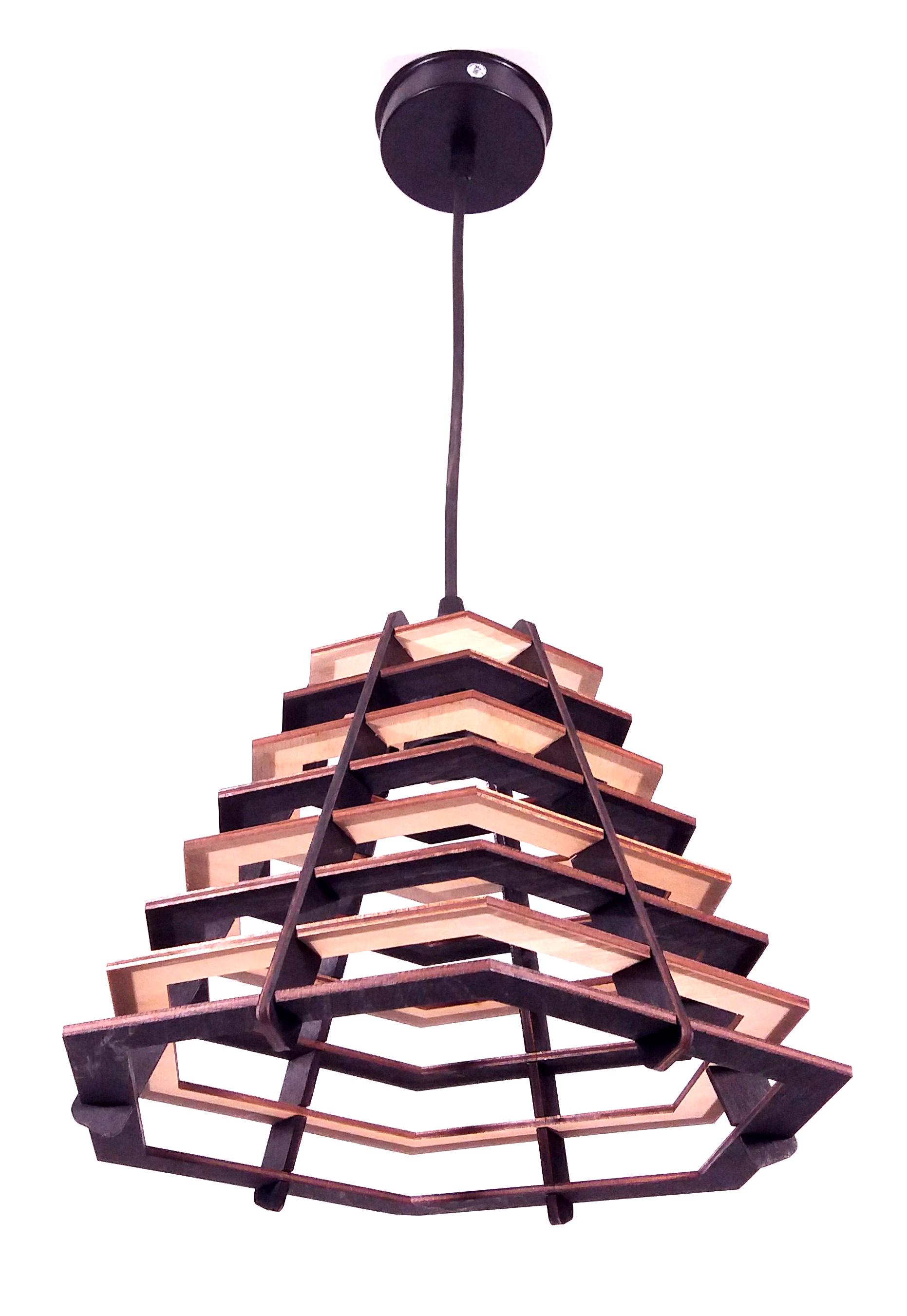 Люстра деревянная Подвес Конус шестигранник