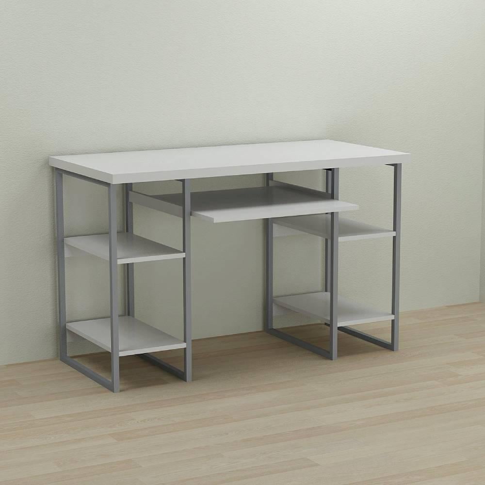 Стол компьютерный Ferrum-decor Тим ДСП 32 мм 75x120x60 см Серый/Белый (FRD-102463)
