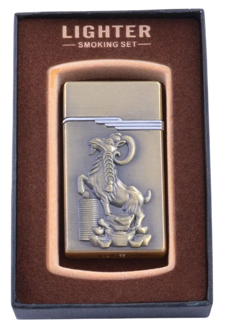Зажигалка Козел в подарочной коробке Золотой (32161778)