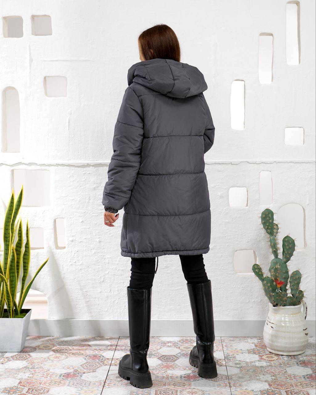 Куртка женская зимняя/демисезонная Зефирка до -15°С 2XL-3XL Графит (OV-596GR-2XL-3XL) - фото 4
