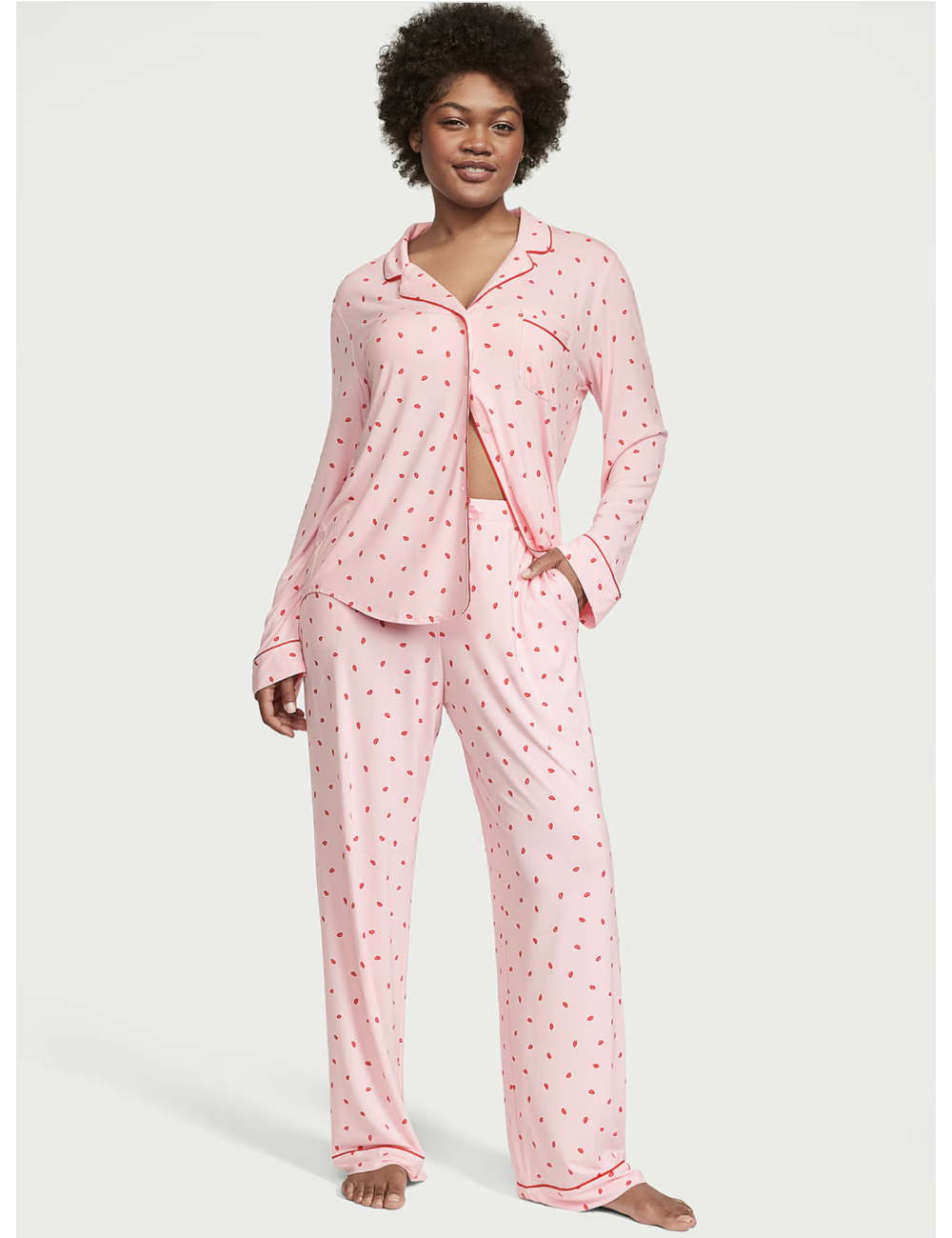 Піжама жіноча Victoria's Secret Modal Long Pajama Set L Рожевий (17648198)