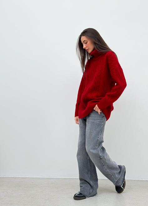 Светр з візерунком жіночий ART KNIT Олівія oversize Червоний - фото 3 Светр з візерунком жіночий ART KNIT Олівія oversize Червоний - фото 3