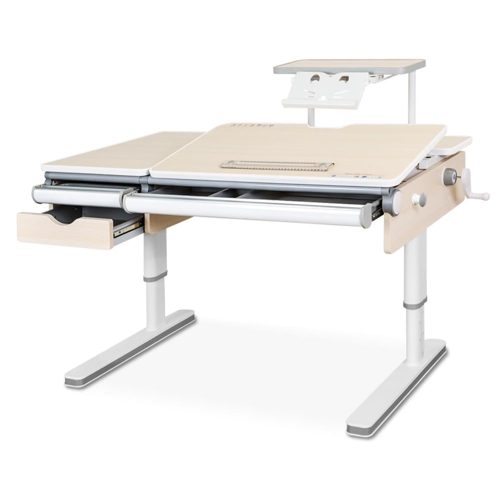 Школьная эргономичная детская парта трансформер Mealux Montreal Multicolor с полкой S50 Береза (BD-670 TG/MC + S50 TG)