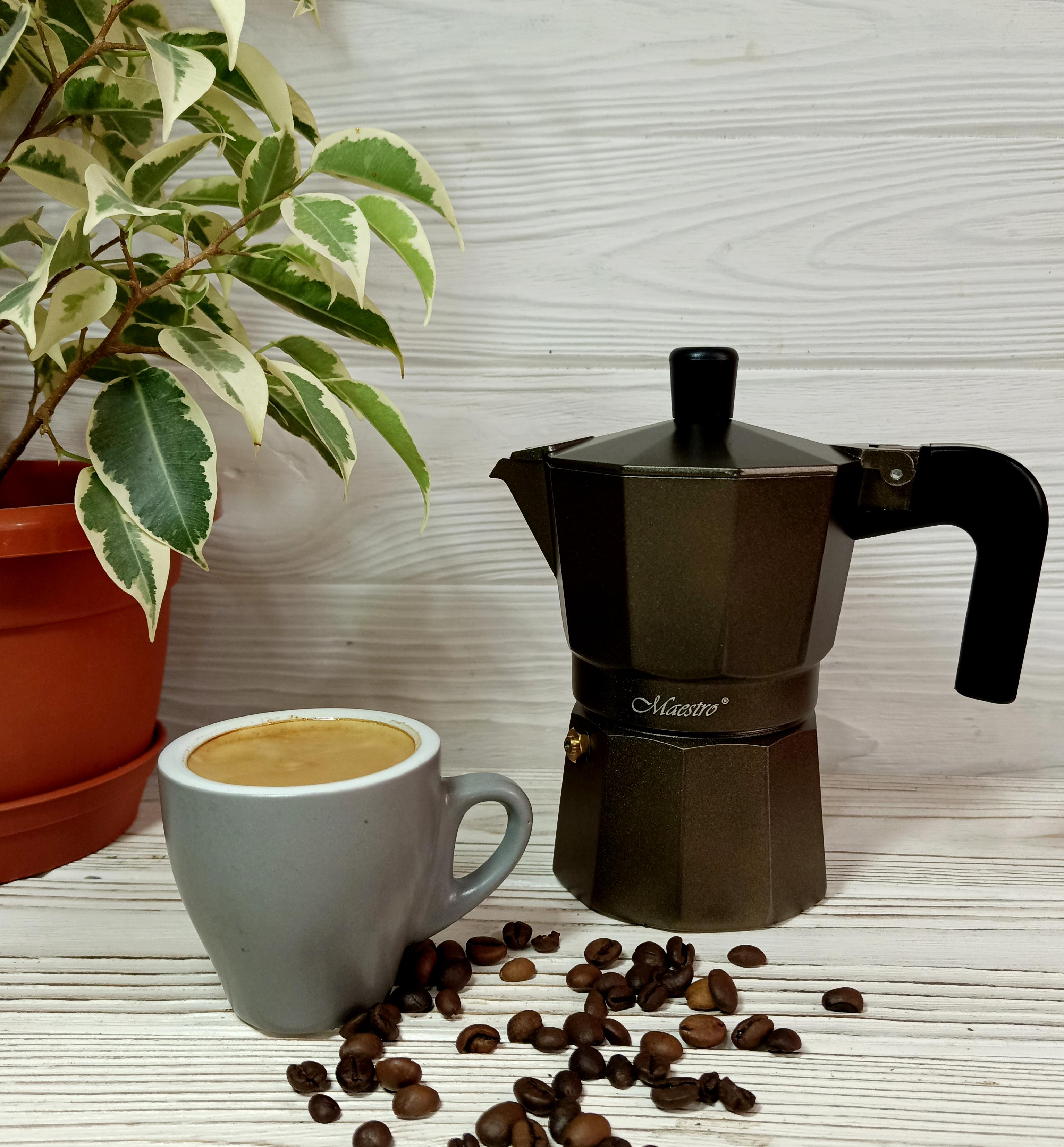 Кофеварка гейзерная Maestro Espresso Mocha алюминиевая 3 чашки 150 мл Brown (58522)
