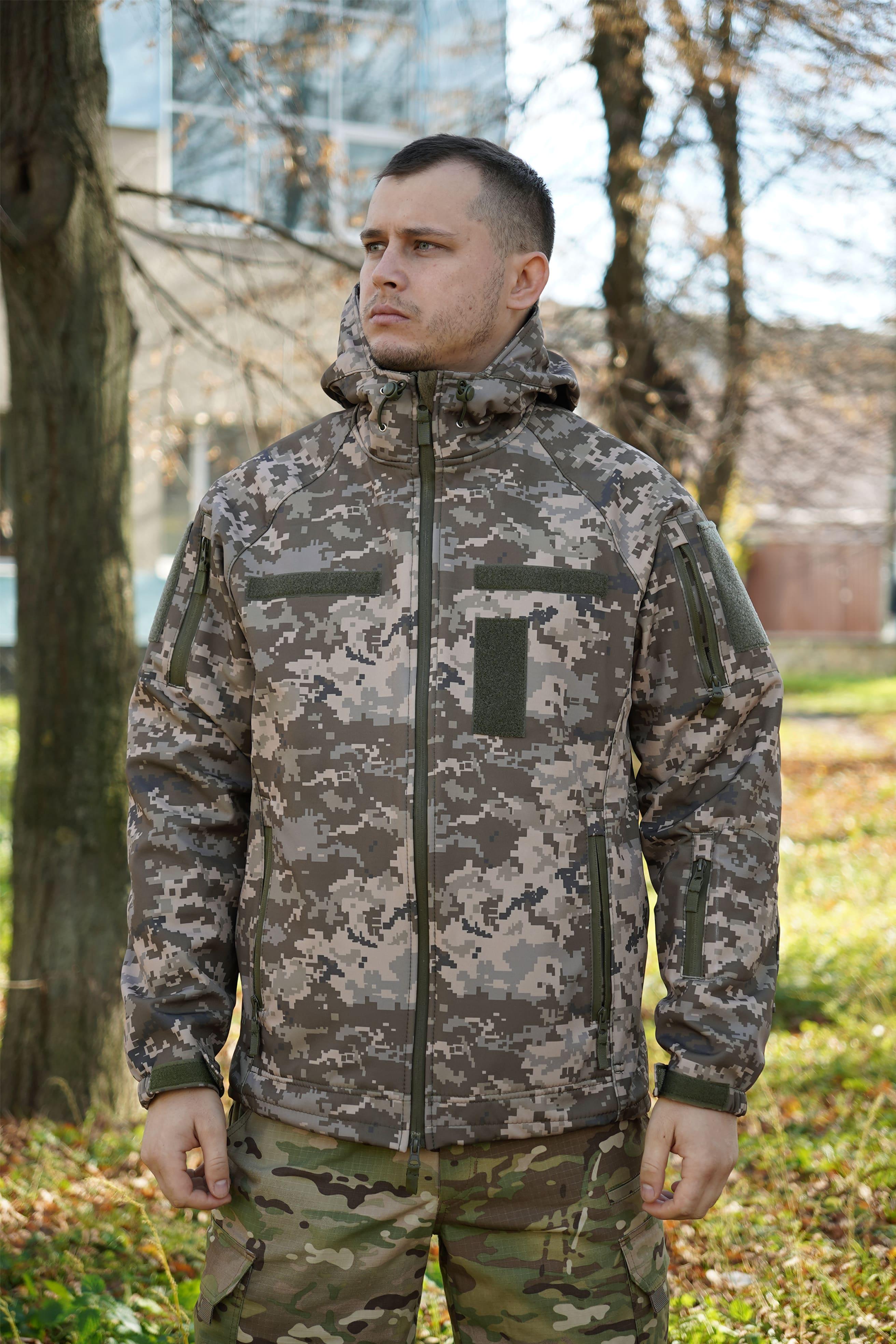 Куртка военная мембранная Windproof Softshell Pro с защитой от ветра и дождя XL Пиксель (7294-2-XL) - фото 11