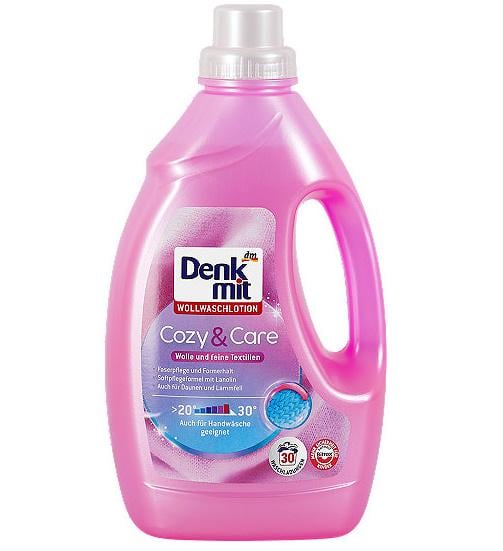 Лосьон для стирки шерстяных и деликатных тканей Denkmit Cozy & Care, 1,5л., 30 стирок