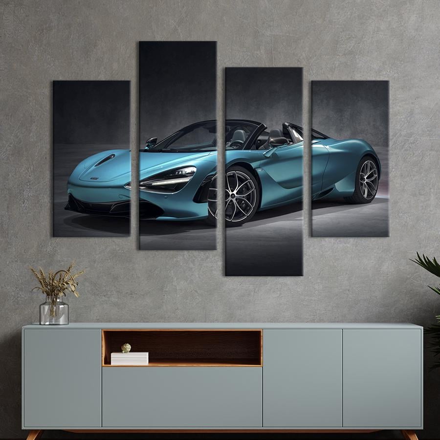 Картина на холсте Роскошное лазурное авто McLaren 650S 149x106 см (1355-42)