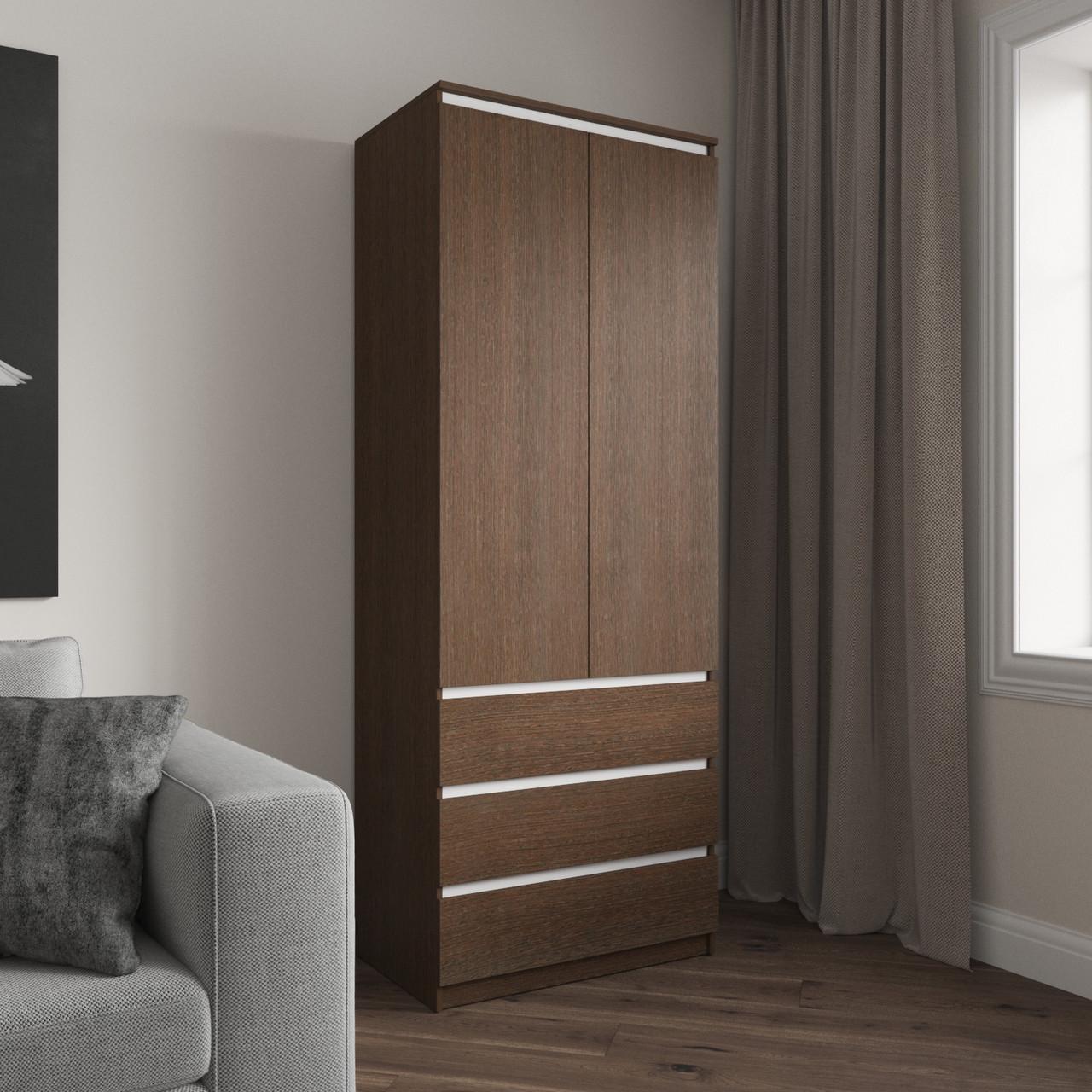 Шафа гардеробна Вайс R-16 802х500х2110 мм Венге Темний/Білі планки (30835086)