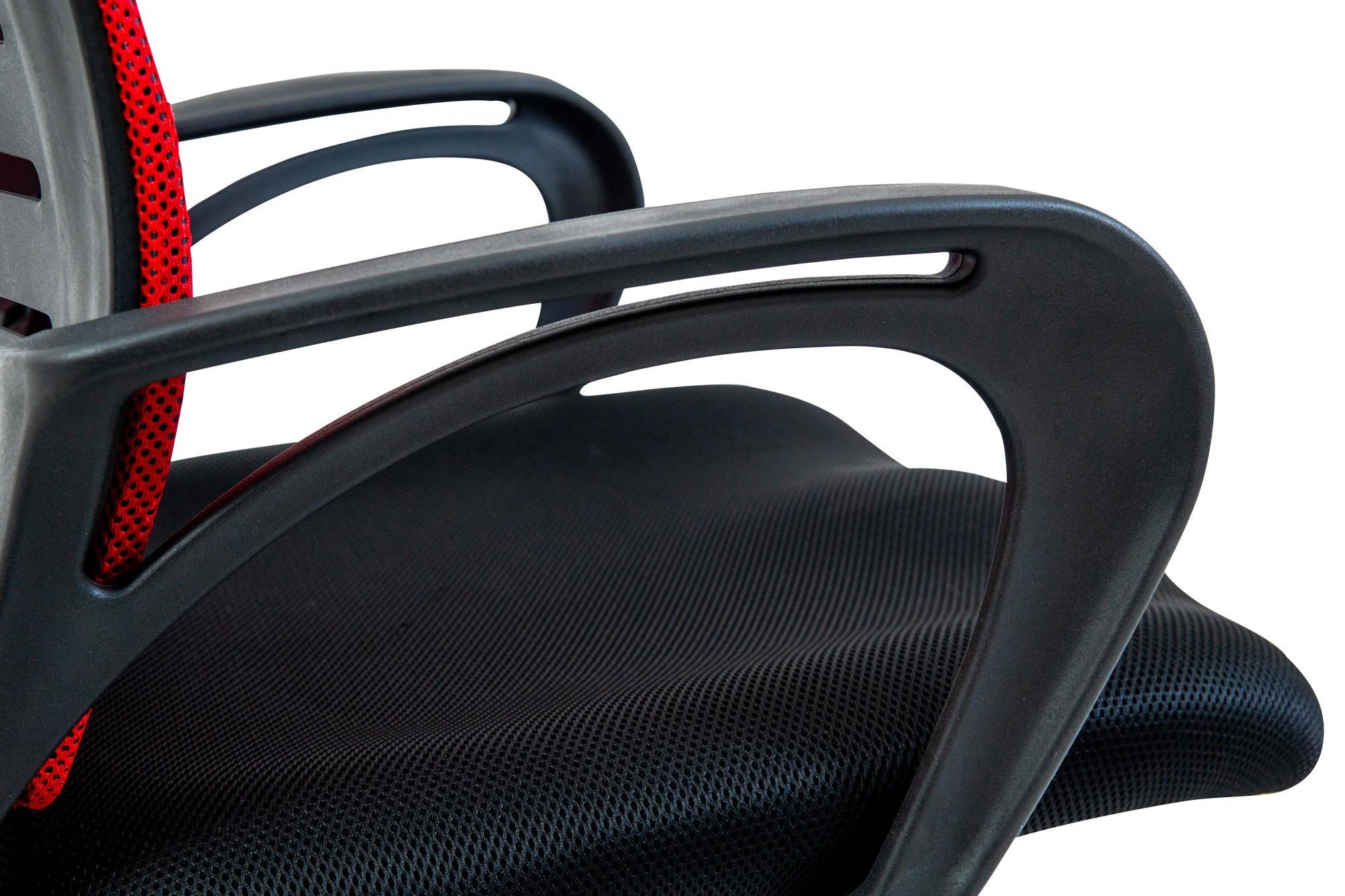 Кресло офисное компьютерное Flush Сетка Хром М1 Tilt Черно-красный - фото 5