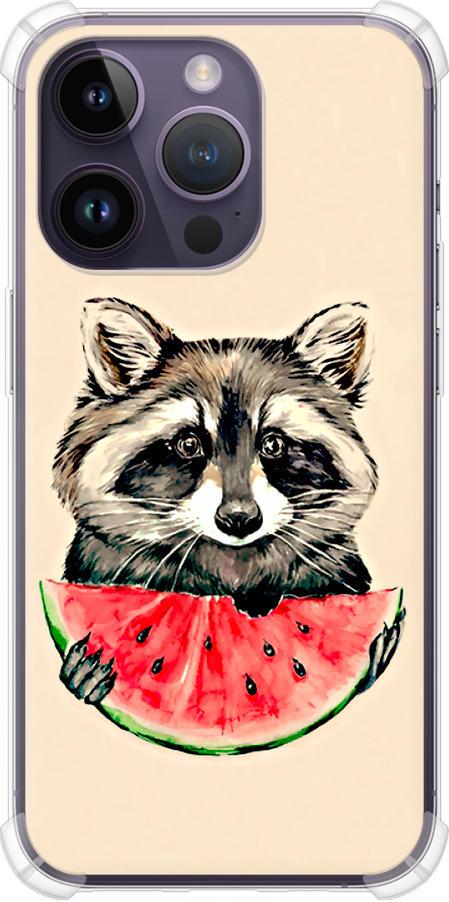 Чехол на iPhone 14 Pro Енотик с арбузом (4605sp-2646-42517) Чехол на iPhone 14 Pro Енотик с арбузом (4605sp-2646-42517)
