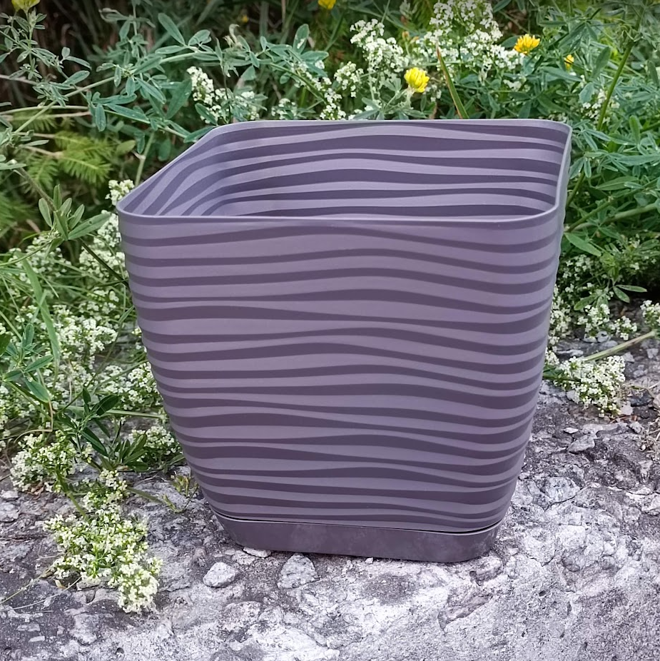 Вазон з піддоном Сахара Квадро 15 см Камінь (32382) - фото 2 Вазон з піддоном Сахара Квадро 15 см Камінь (32382) - фото 2