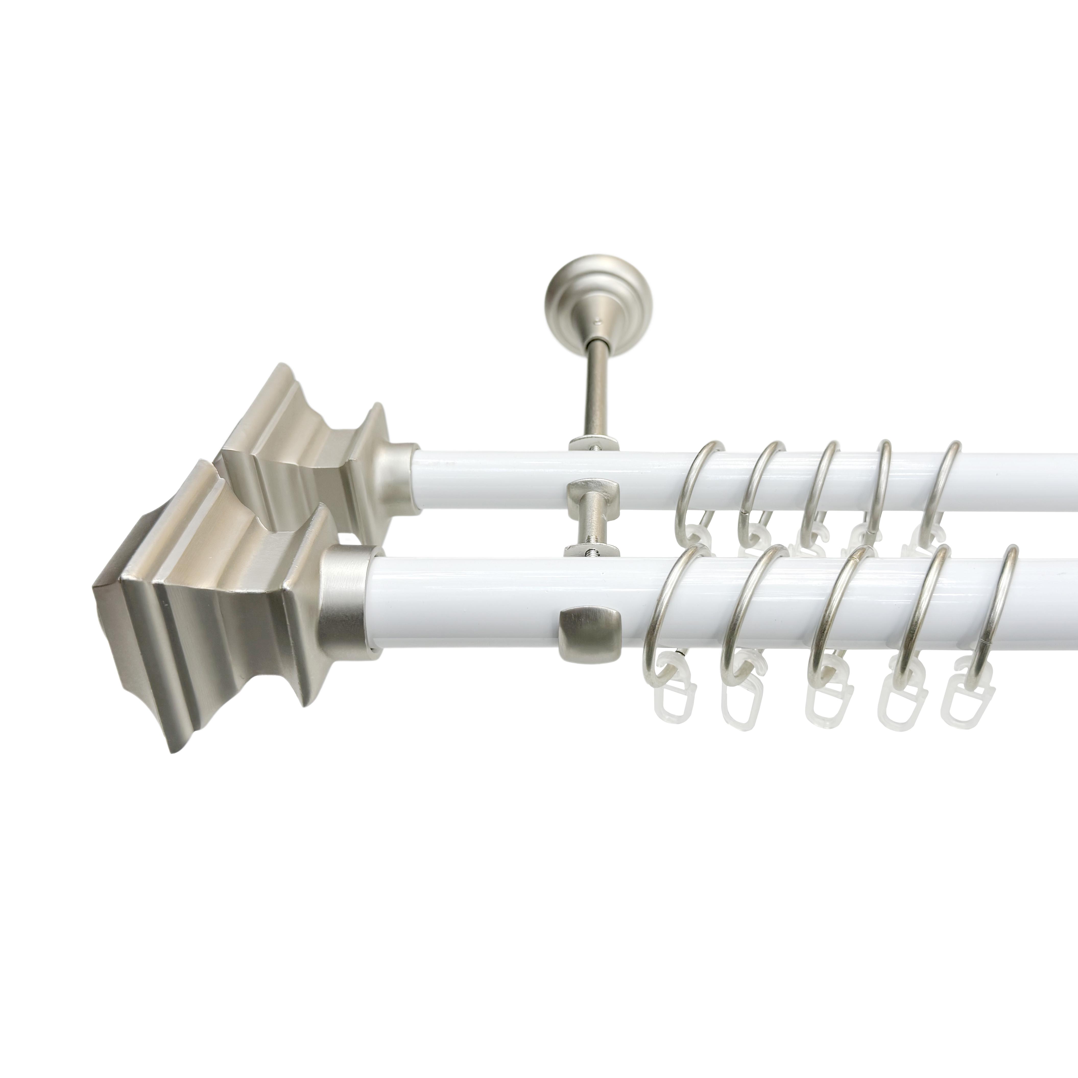 Карниз металевий Orvit Борджеза-Борджеза двохрядний 25/19 мм 160 см Білий/Сатин (14580482)