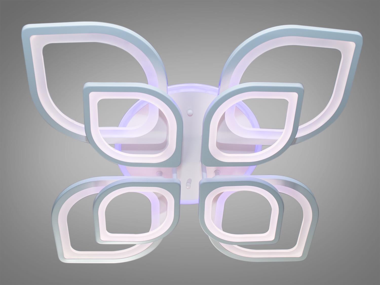 Люстра світлодіодна 150W/димер світлодіодна підсвітка та пульт Білий (8073/4+4WH 3col dim)