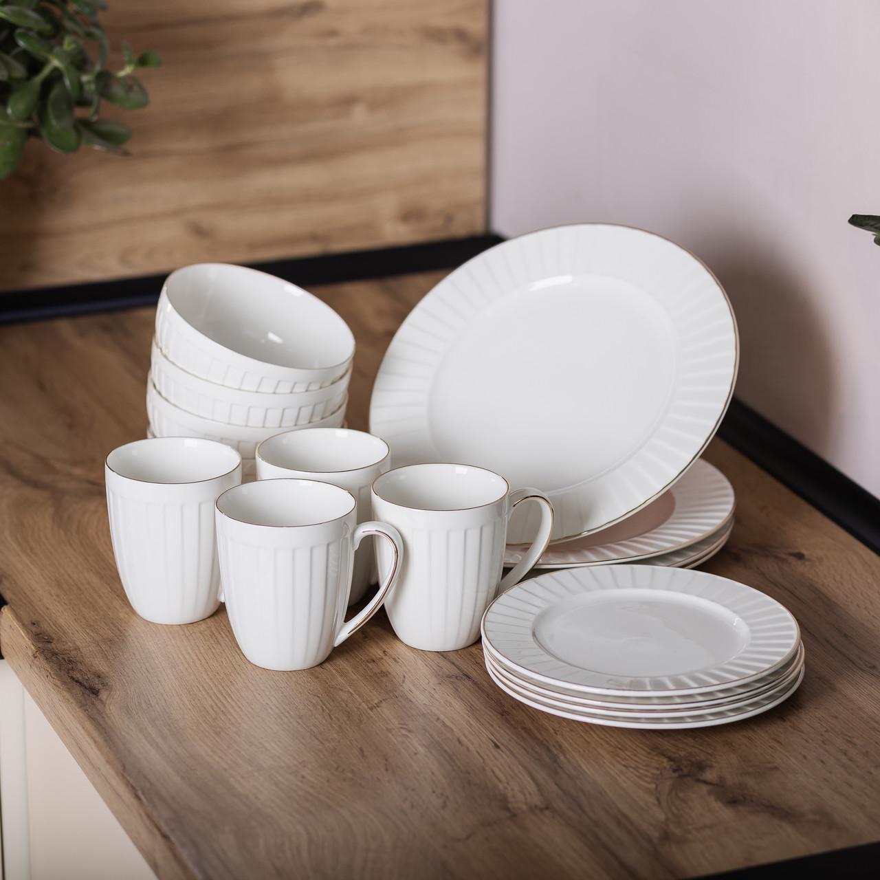 Сервіз столовий керамічний з позолотою на 4 персони Білий (5372) - фото 19 Сервіз столовий керамічний з позолотою на 4 персони Білий (5372) - фото 19