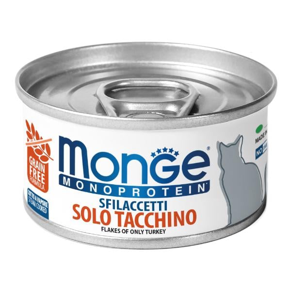 Корм для кошек Monge Cat Wet MONOPROTEIN мясные хлопья индейка 0,08 кг (27260389)