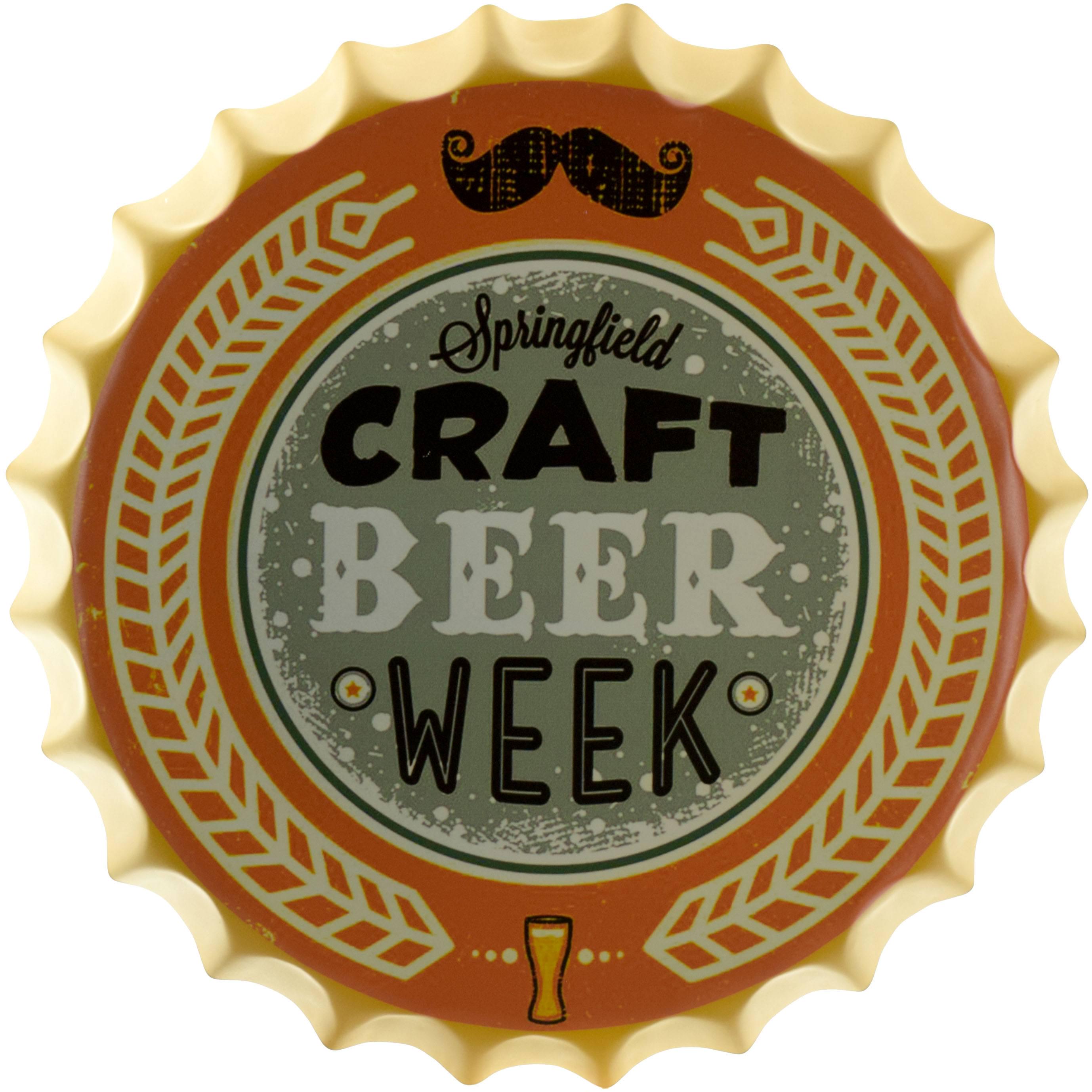 Табличка металлическая Неделя Крафтового Пива/Craft Beer Week крышка 35 см